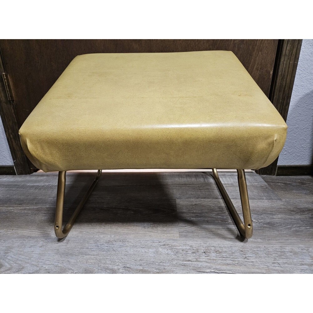 VIntage 1960 70's Mid Century Modern Ottoman Foot Stool PEARL WICK LEG LOUNGER